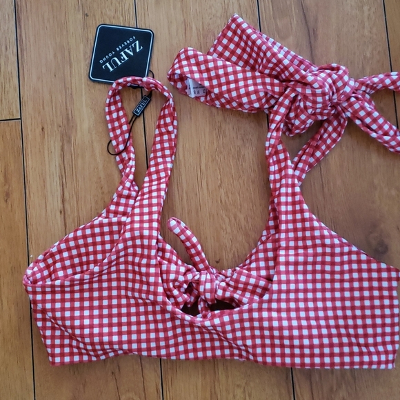 Gingham front knot bikini set Zaful - Picture 3 of 4